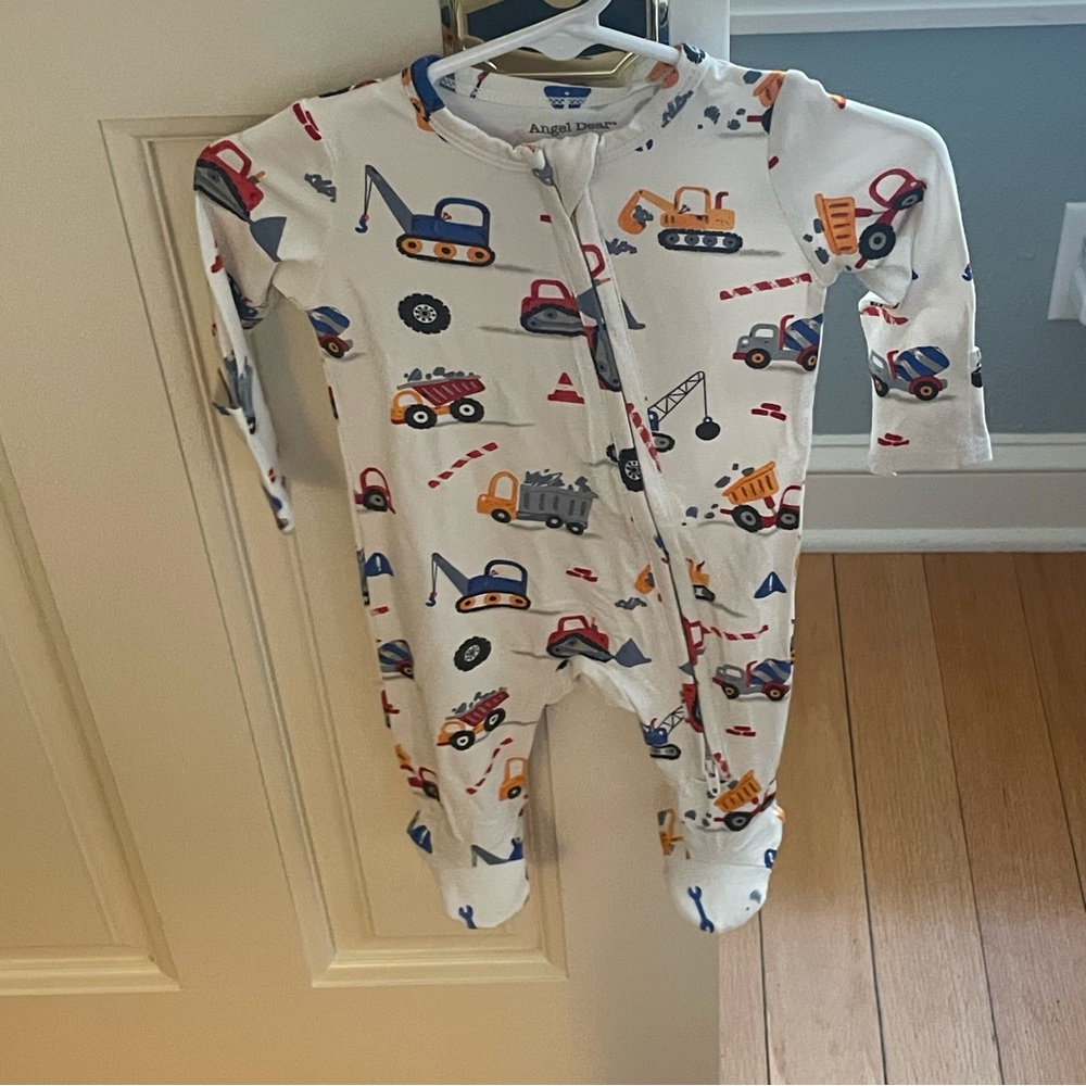 NWT Angel Dear Bamboo Construction Truck Print Footie Pajama